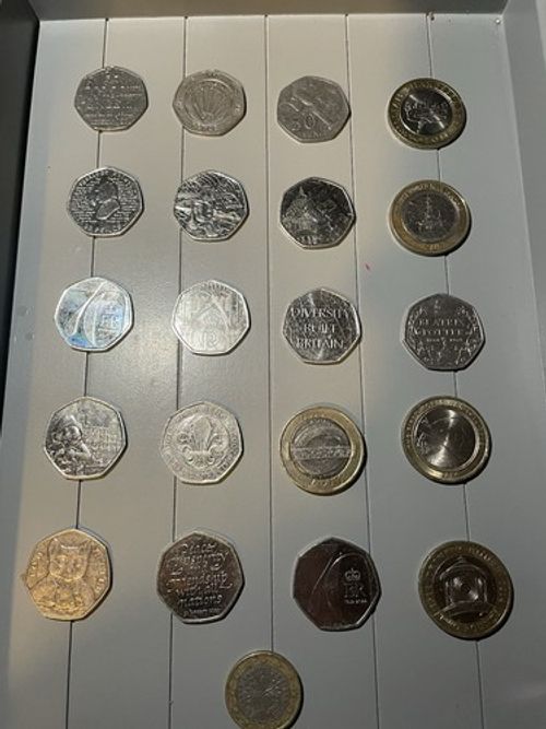Mixed UK/British Decimal Coin Bulk Job Lot in Tray incl. 50p, £1 & £2