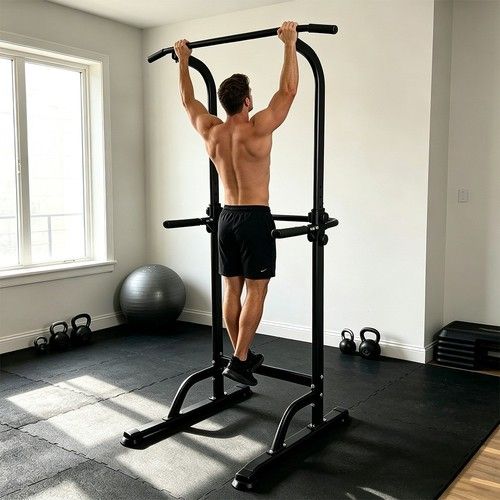 Adjustable Power Tower Station 10-Level Pull Up Bar Home Gym Strength Workout
