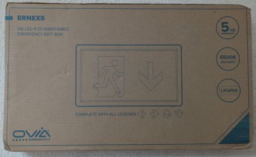 Ovia ERNEX5 3W LED Maintained Emergency Exit Box White - New — image 2
