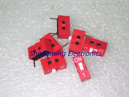 100PCS Slide Type Switch Module 1-Bit 2.54mm 1 Position Way DIP-2 Red Pitch — image 1
