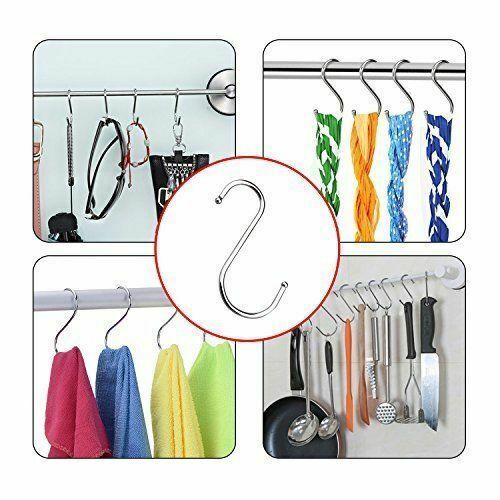 10PCS Stainless Steel S Hooks Kitchen Meat Pan Utensil Clothes Hanger Hanging UK — image 11