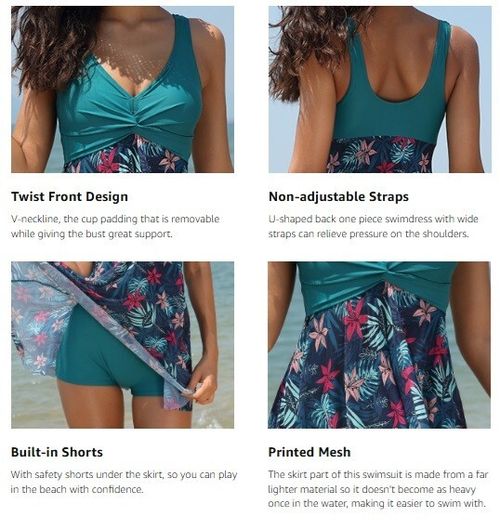 Mesh Swim dress Swimming Costume Tummy Control Plus Size Swimwear 6-12,14,16,18+ — image 6
