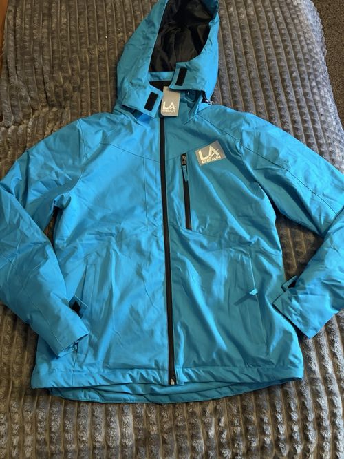 LA Gear Womens Hooded Insulated Ski Jacket Blue/Black Size 8 Zip Pockets — image 1