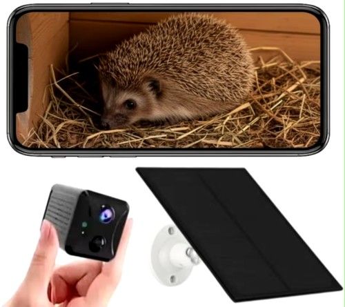 Hedgehog House Camera WiFi Solar 5MP, Live View App, Night Vision, Motion Alerts