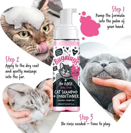 No Rinse Cat Shampoo & Conditioner 200ml Bugalugs Baby Fresh Fragrance Waterless — image 6