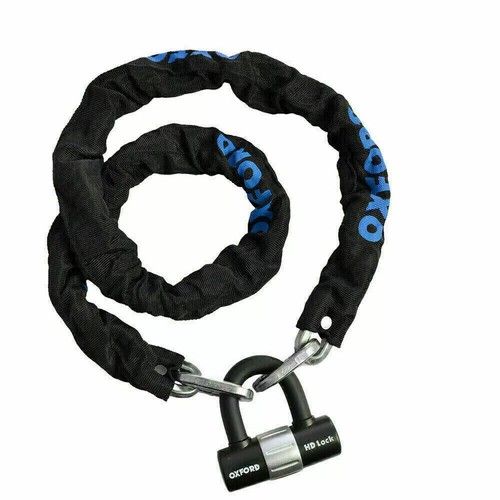 SOLD SECURE ART Oxford 1.5M HD Motorcycle Motorbike Chain Lock & Ground Anchor