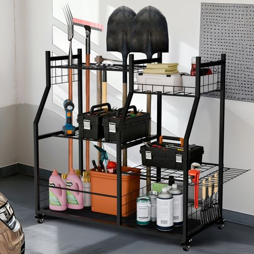 Garden Power Tools Organizer Cart Heavy Duty Freestanding Garage Storage Rack UK — image 3