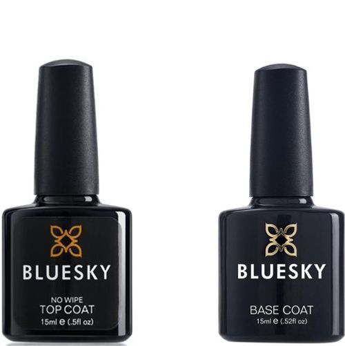 BLUESKY TOP AND BASE COAT-Nail Gel Polish UV LED Top Coat, No Wipe,10ml,15ml