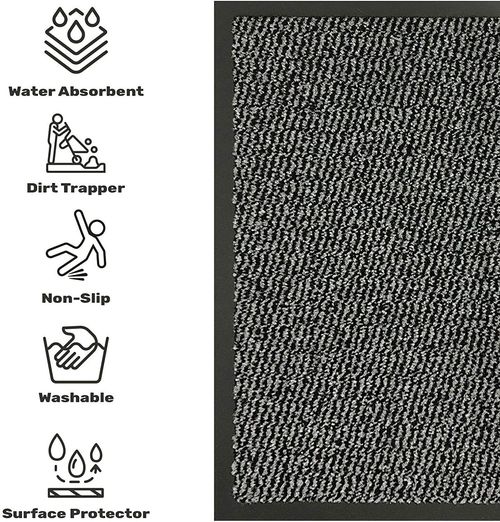 LARGE BARRIER DOOR MAT HEAVY DUTY NON SLIP RUBBER BACK KITCHEN HALLWAY FLOOR RUG — image 2