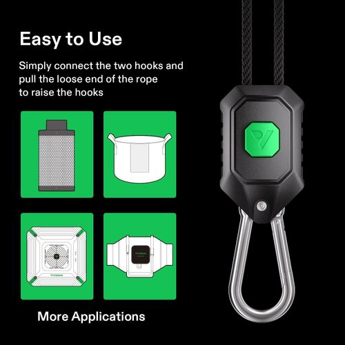 VIVOSUN 1-Pair 1/8 Inch Adjustable Grow Light Hanger,Heavy Duty Rope Hanger — image 7