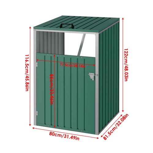 Triple Wheelie Bin Storage Metal Store Cover Garden Rubbish Dustbin 3 Shed House