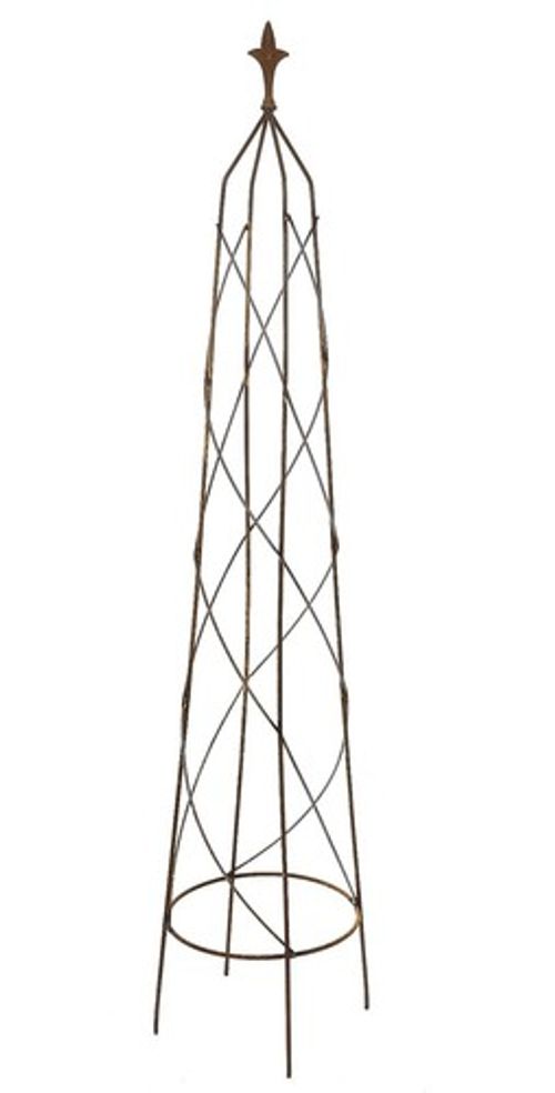 Metal Garden Obelisk Climbing Plant Frame Support 130cm Natural Rust 