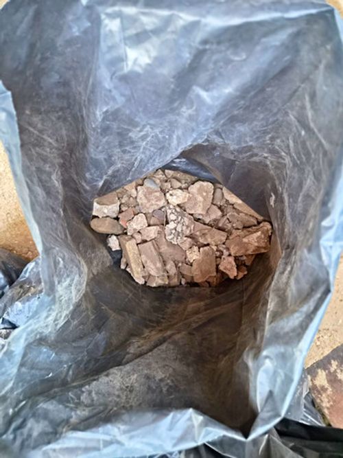 Bulk Lot  Hardcore Grey Stone Rubble Pieces Bagged in Black Sacks, 15 Pack