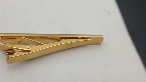 Givenchy Tie Clip Bar Brushed Steel Gold Tn Vintage Mens Gift Boxed — image 7