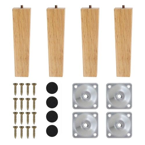 4PCS Wooden Furniture Sofa Feet Square Tapered Legs Bed Stool Chair Support Feet