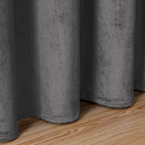Blackout Crushed Velvet Curtains Eyelet Ring Top Ready Made Lined Pair Curtains — image 4