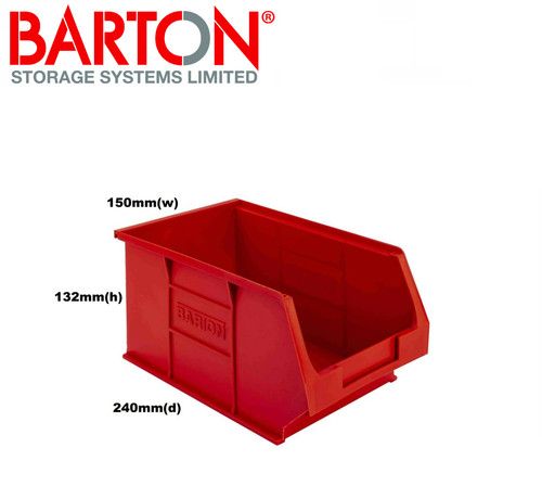Red Plastic Parts Lin Bins - S - XL Component Storage Boxes Picking Bin Workshop