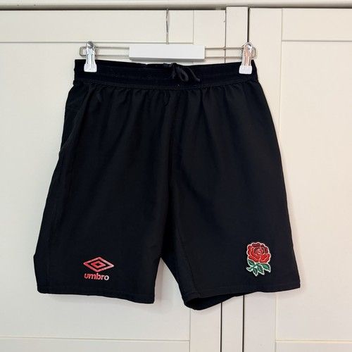 Umbro England Rugby Black Training Shorts Men’s Size S O2 Rose Logo