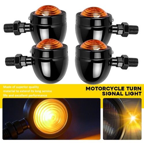4 X Universal Halogen Motorcycle Motorbike Turn Signal Indicators Light Amber UK