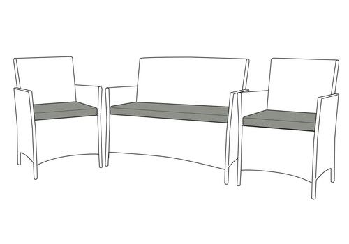 Replacement 3pc Cushion Pad Set Rattan Outdoor Patio Garden Furniture Chair Sofa