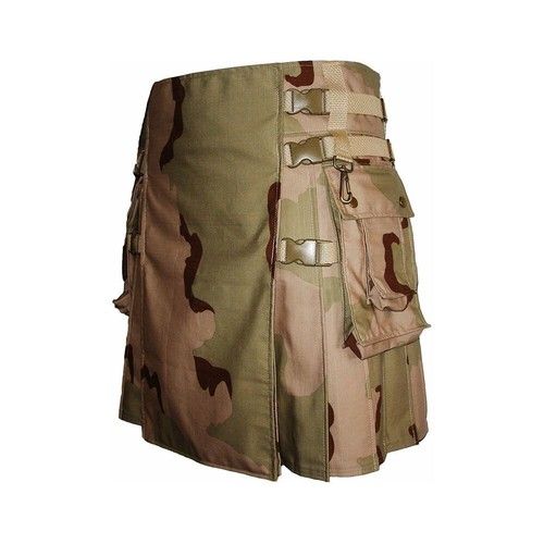 Men's British  Camo Gothic Utility  Kilt– Scottish Cotton Handmade Cargo Pockets