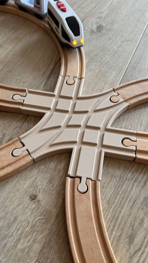 6 Way Split Crossover Junction Wooden Train Track Points - Fits Brio and more! — image 5
