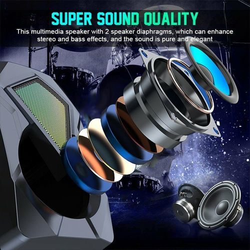 Surround Sound System LED PC Speakers Gaming Bass USB Wired for Desktop Computer — image 4