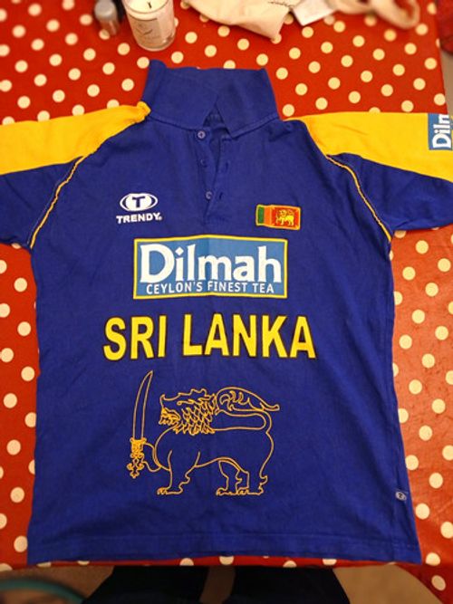 Dilmah Sri Lanka Cricket Short-Sleeve Polo Shirt Blue/Yellow Size Small
