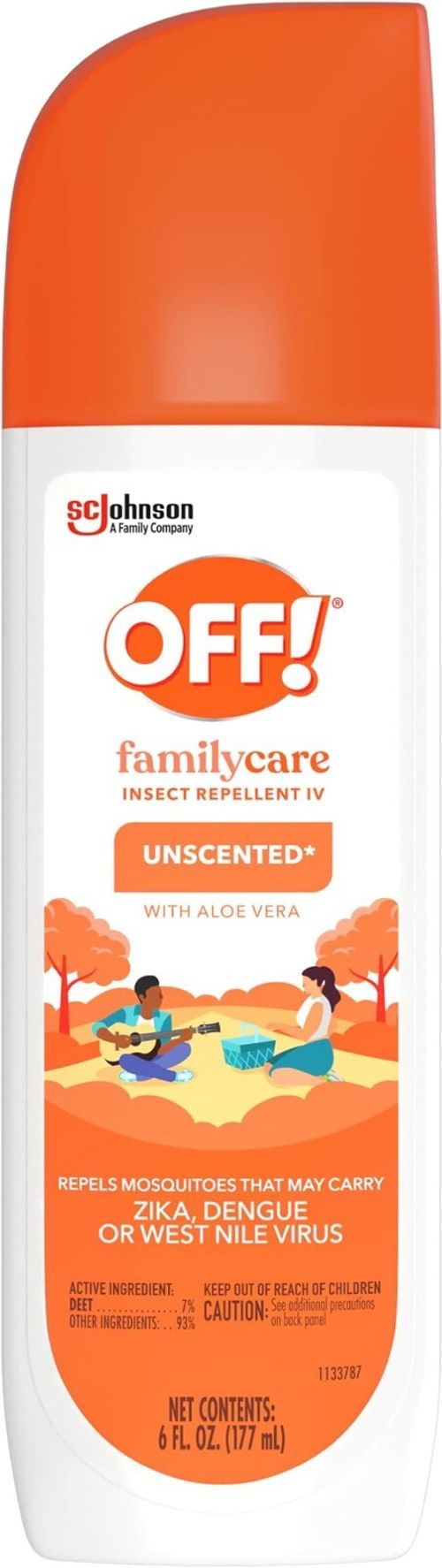 OFF! FamilyCare Insect Repellent IV Unscented With Aloe Vera Spray 6 oz (177ml) — image 1