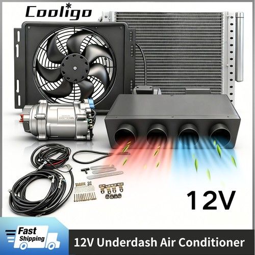 12V Underdash Air Conditioner Electric Cool&Heat Auto Car A/C Unit Kit 12000 BTU