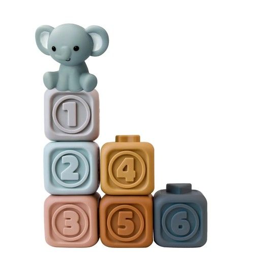 Kyoot 7pcs Silicone Baby Building Blocks Stacking Nesting BPA-Free Teething Toy