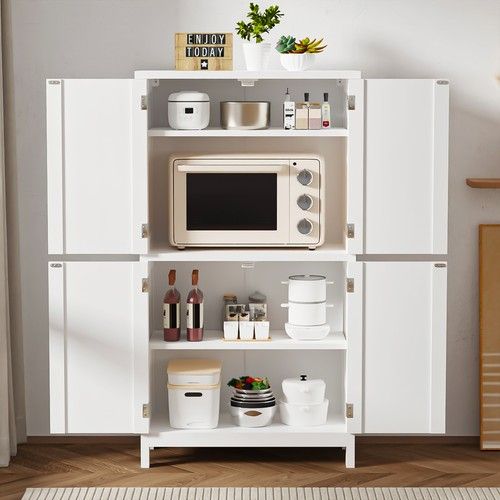 Pantry Door Cupboard With Tall Kitchen Cabinet &4 4 Storage Freestanding Shelves