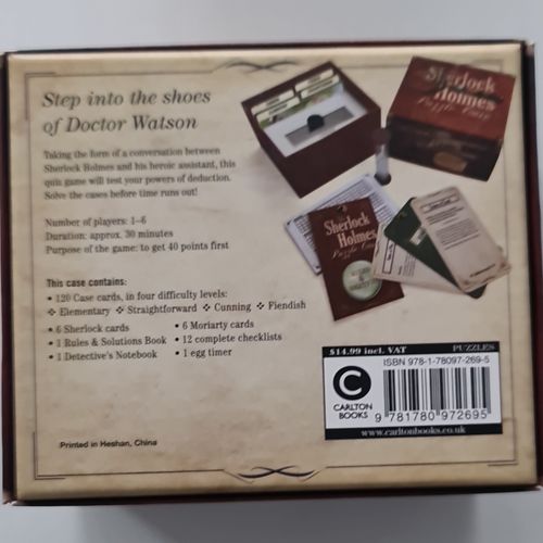 Carlton Books The Sherlock Holmes Puzzle Case Card Game 1-6 Players 17+ 2013 — image 2