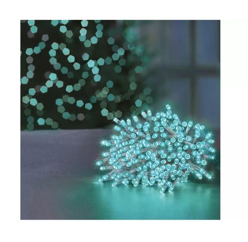 200 Turquoise LED Supabrights Christmas String Tree Lights 16M Lit Clear Cable — image 3