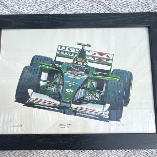 Eddie Irvine Jaguar-Ford Formula 1 Framed Autographed Print 1990s