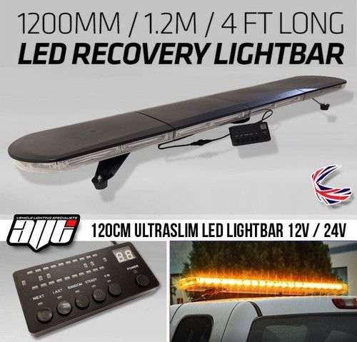 Ultra LED Amber Light Bar Strobe Beacon Recovery  Lightbar 120cm 1200mm 1.2m 48"