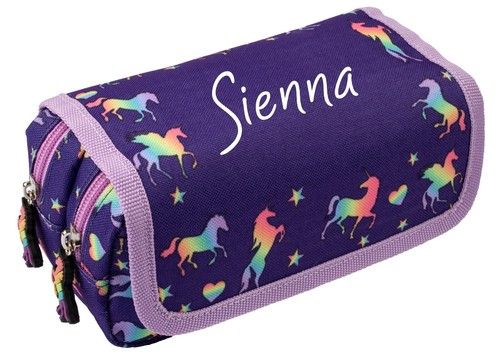 Kids Personalised Pencil Case 2 Compartment Large Stationery Zippe Pouch School