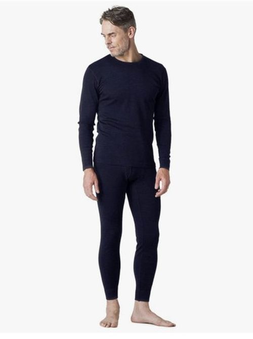 LAPASA Men 100% Merino Wool Base Layer Set Long Sleeve Lightweight M126 Navy L