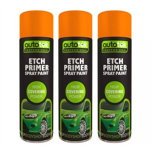 Autotek Etch Primer Multi-Purpose Aerosol Spray Paint 500ml x3