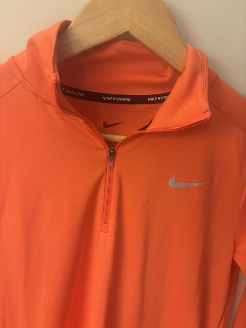 Nike Women’s Orange Dri-FIT 1/4 Zip Mock Neck Running Top Size S Long Sleeve — image 3