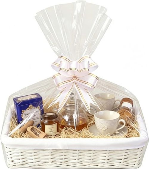 MAKE YOUR OWN HAMPER WICKER WINE FOOD BASKET CELLOPHANE BOW XMAS GIFT SET KIT