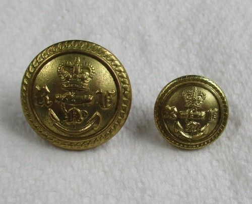 2x British: Royal Naval Volunteers GGilded Brass Buttons (23mm-16mm, 1950s Era)