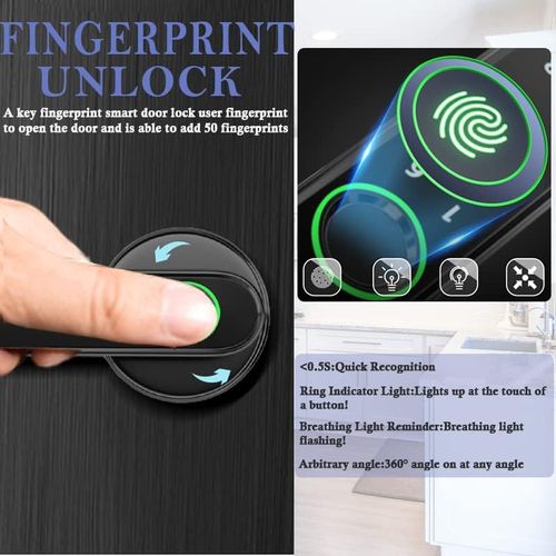 Smart Fingerprint Door Lock, Biometric Keyless Entry Door Lock with APP - Cards — image 4