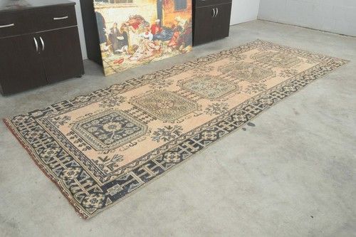 4x11 Turkish Hallway Rug Hand-Knotted Vintage Runner Rug Oushak Long Carpet,93