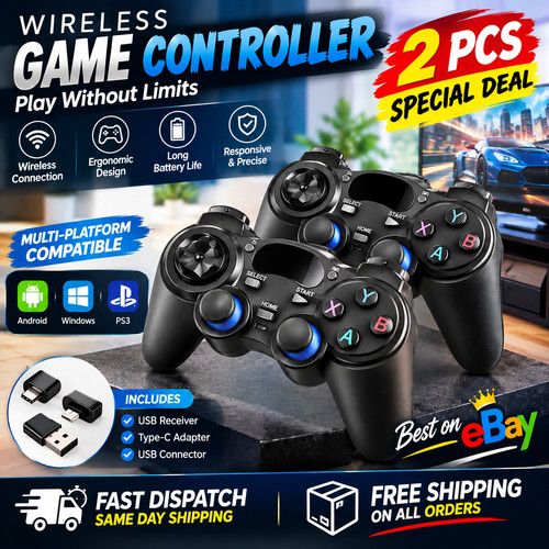 2X Wireless Gaming Controller USB Gamepad for PC Laptop Computer PS3 Android