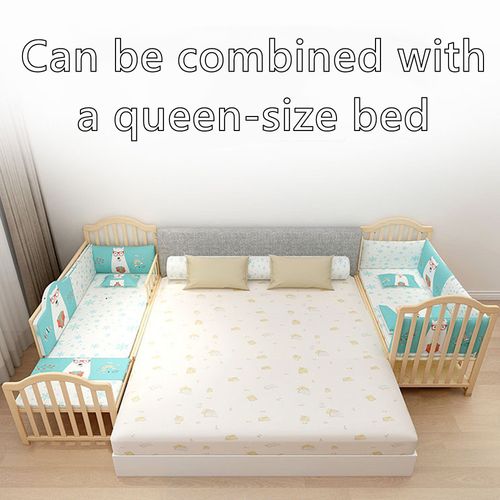 Wooden Baby Crib Bedside Cot 3-in-1 Safe Crib Next to Me From Birth Adjustable — image 7
