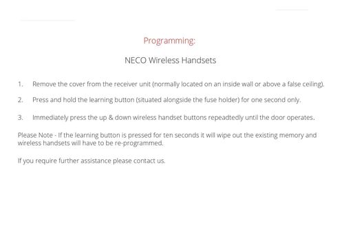 Neco Euro Multi Channel Remote Control system for garage doors & 4 Remotes  — image 7