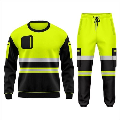 HI VIZ VIS SWEATSHIRT SUIT FLEECE VISIBILITY REFLECTIVE WORKWEAR TROUSER SET