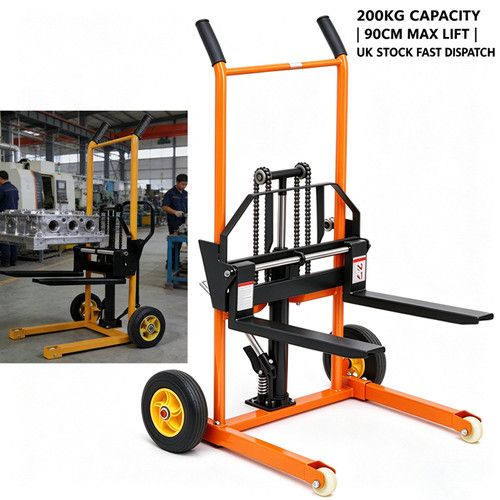 200kg Manual Pallet Stacker 90cm Lift Narrow Aisle Hydraulic Keg Lifter Truck