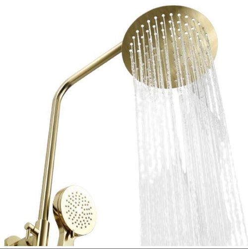 Brushed Brass Round Thermostatic Shower Rigid Riser Mixer Valve — image 6